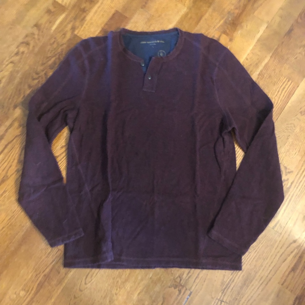 John Varvatos Men's Long-Sleeve Henley Shirt - Dark red